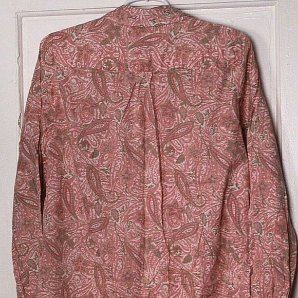 LIZ CLAIBORNE BLOUSE LADIES SIZE M pink green white paisley tiny pleats cotton - Picture 5 of 7